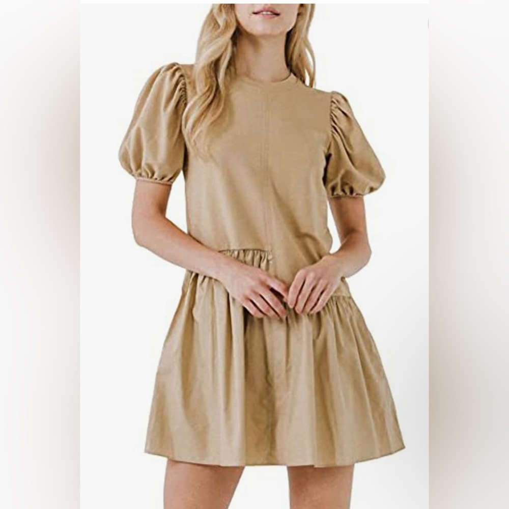 English Factory Asymmetrical Mixed Media Mini Dress